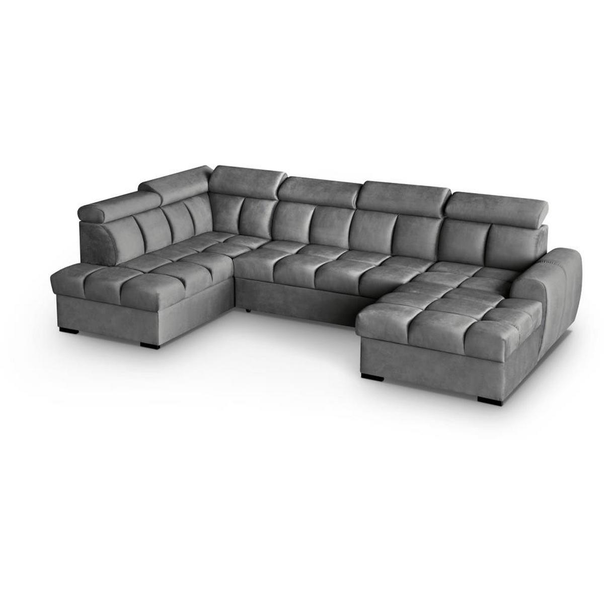 WOHNLANDSCHAFT Gomez U mit Schlaffunktion grau links - Grau, Textil (330/102/195cm) - Beautysofa
