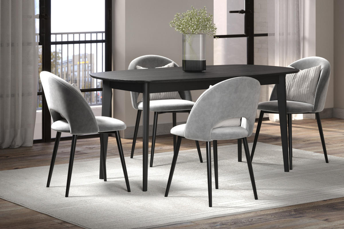 ESSTISCH Esche schwarz 160 x 90 cm, moderner Küchentisch - Schwarz, Holzwerkstoff (77/160/90cm) - Top.Furn