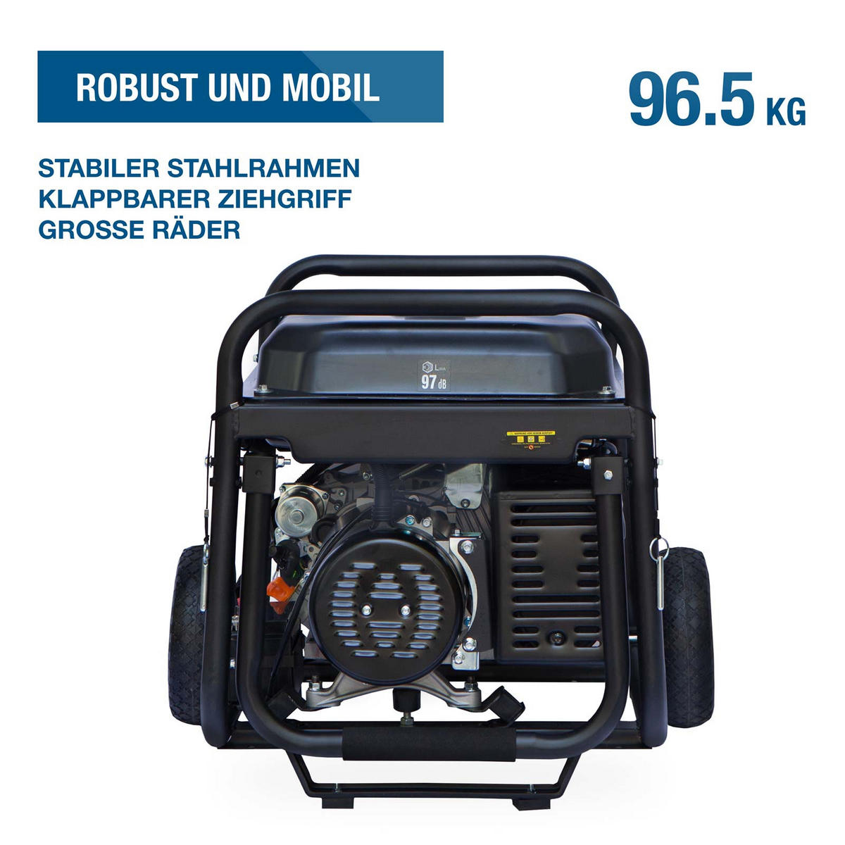 BENZIN Generator HY8500LEK-T (7.7 kW, Elektrostart, 1 x 230V + 1 x 400V, 16.3 PS) - Schwarz, Metall (75/75/65cm) - HYUNDAI