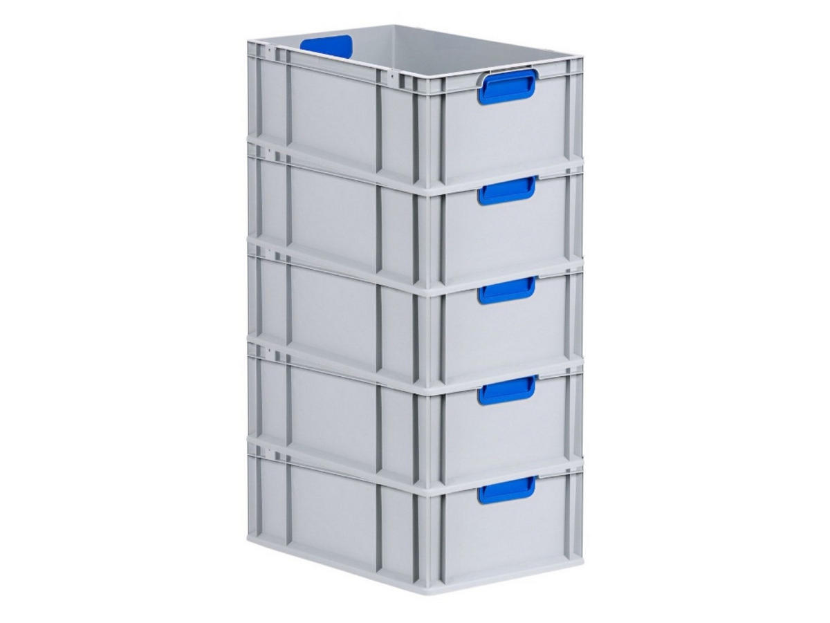 EUROBOX 5x Nextgen Color 22x40x60cm 44 Liter Griffe Blau Geschlossen - Blau, Kunststoff (40/22/60cm) - PROREGAL