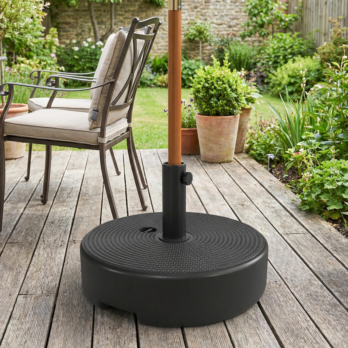 SONNENSCHIRMSTÄNDER DE-11613 Schwarz - Schwarz, Kunststoff (45/45cm) - ComfortXL