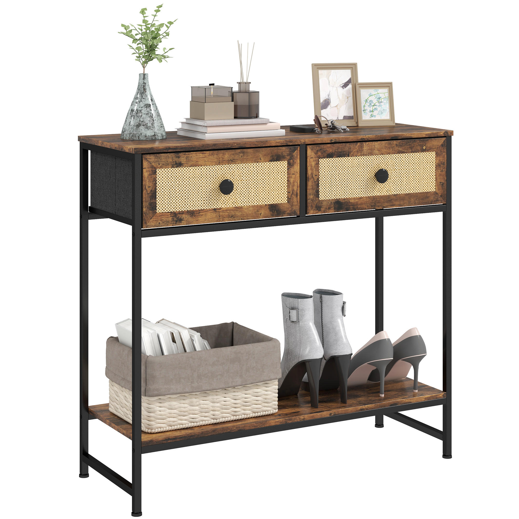 KONSOLENTISCH Rustikales Braun MDF Stahl 1 Stück - Braun, Kunststoff (80/30/75cm) - GiPP