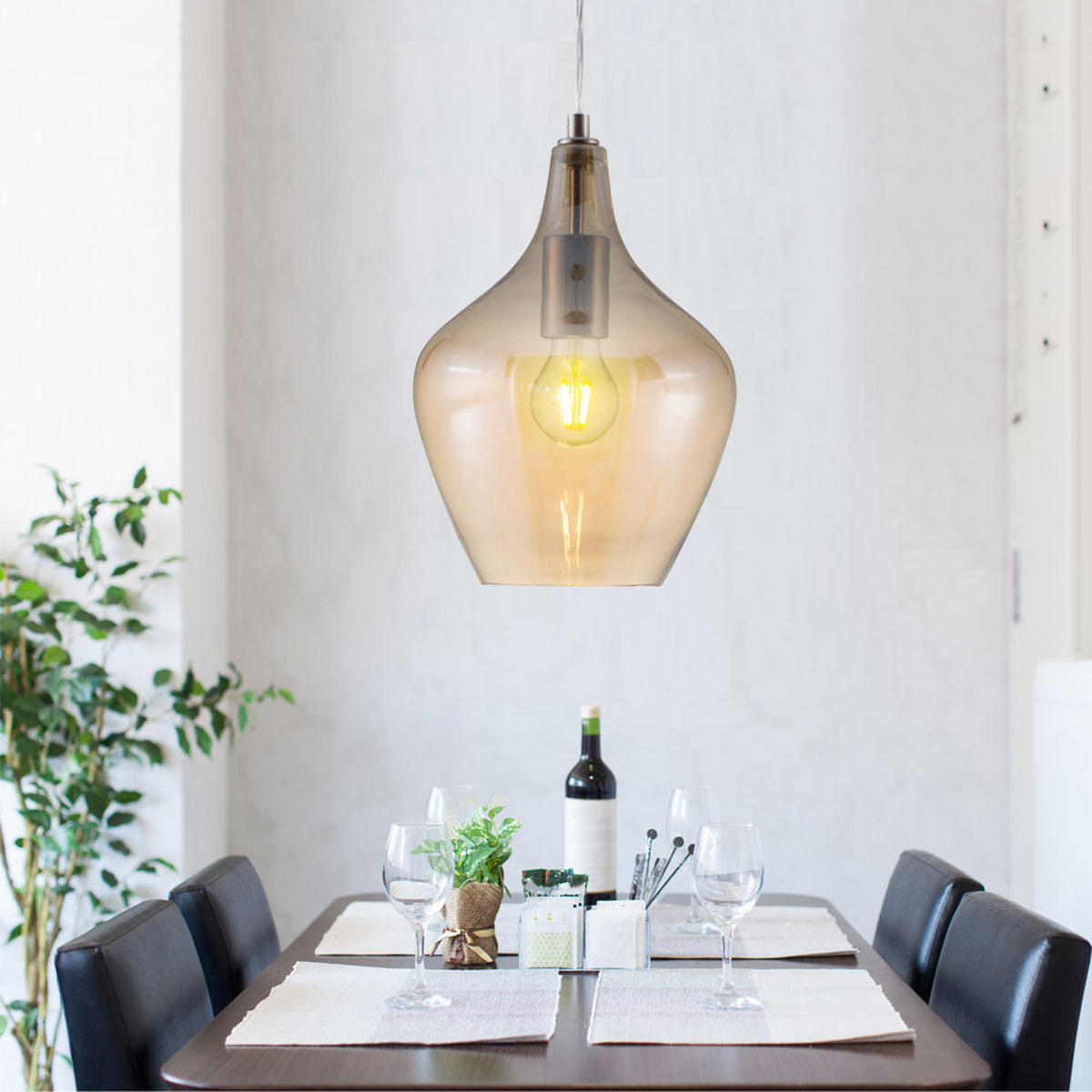 LED HÄNGELEUCHTE PASO Metall Silber - Orange, Glas (22/22/150cm) - Nowa