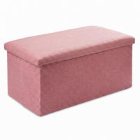 BÄNK Gammelrosa teddytyg förvaring - Pink, Träbaserade material/Textil (76/38/38cm) - Relaxdays