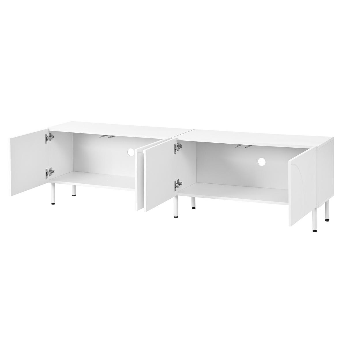 TV-SCHRANK 180/35/49 cm Weiß mit 4 Türen und Metallfüßen - Weiß, Holzwerkstoff/Metall (180/49/35cm) - Oxeza