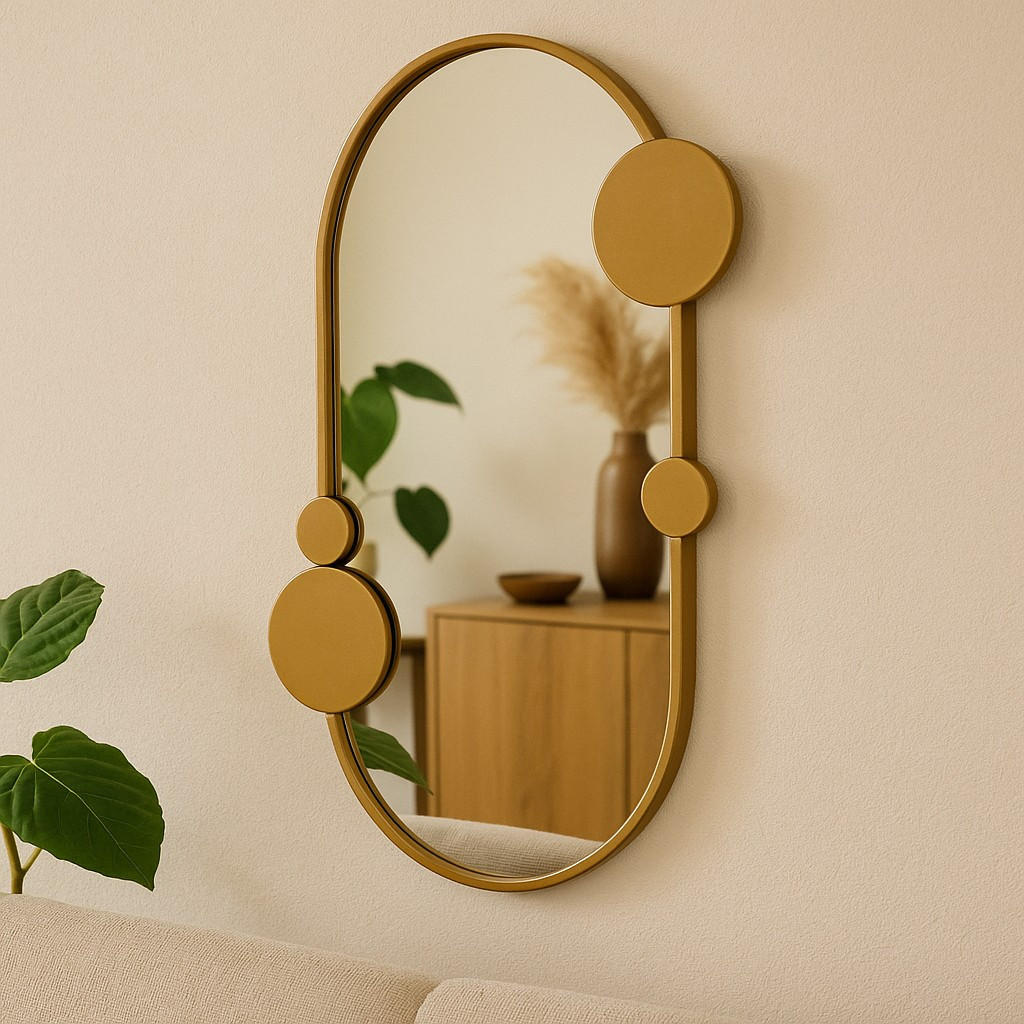 WANDSPIEGEL Saana 46/76 cm - Goldfarben, Metall (50/76/4cm) - STILOVO