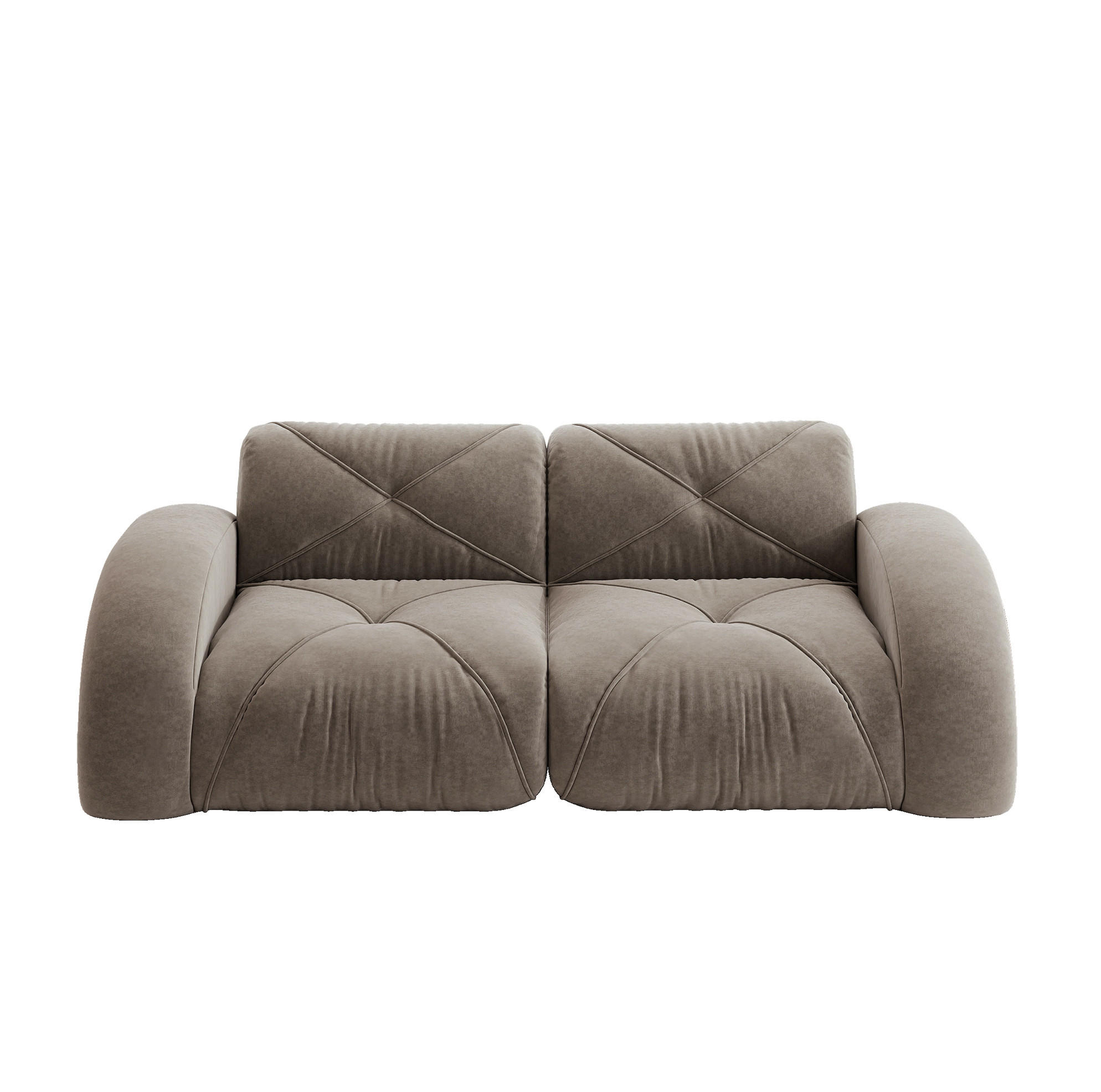 SOFA 204/95/76 cm in Taupe aus Chenille, rahmenlos und flexibel - Taupe, Textil (95/76/204cm) - Flora Grace