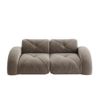 SOFA 204/95/76 cm in Taupe aus Chenille, rahmenlos und flexibel - Taupe, Textil (95/76/204cm) - Flora Grace