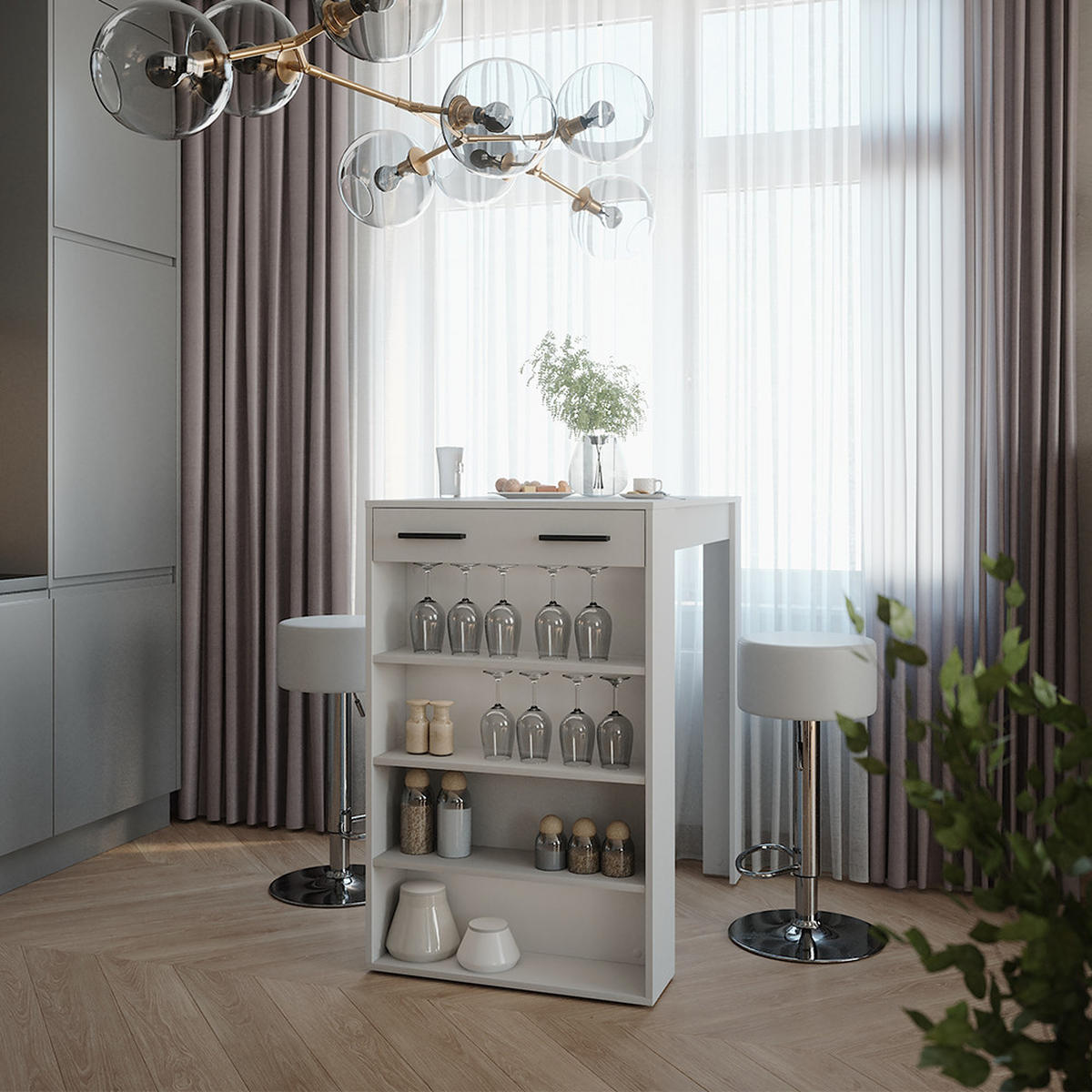 BAROVÝ STŮL Repose Bílá - bílá, kompozitní dřevo (100/67/106cm) - Vicco