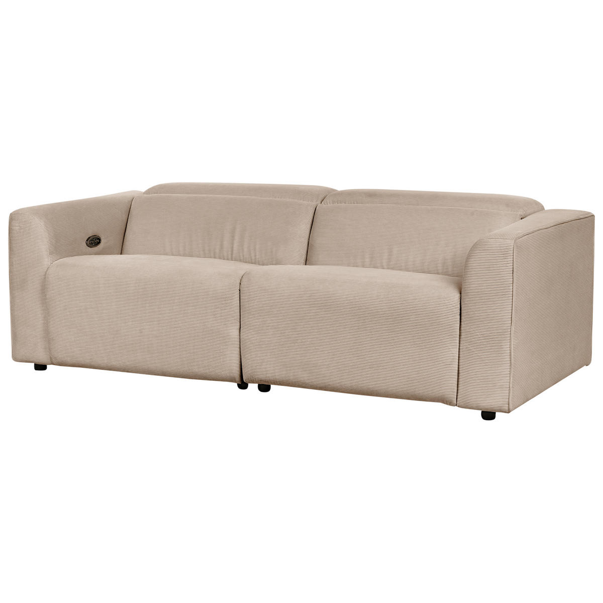 2-SITZER-SOFA Cord sandbeige USB-Port elektrisch verstellbar Ulven - Sandfarben, Textil (222/76/106cm) - Beliani