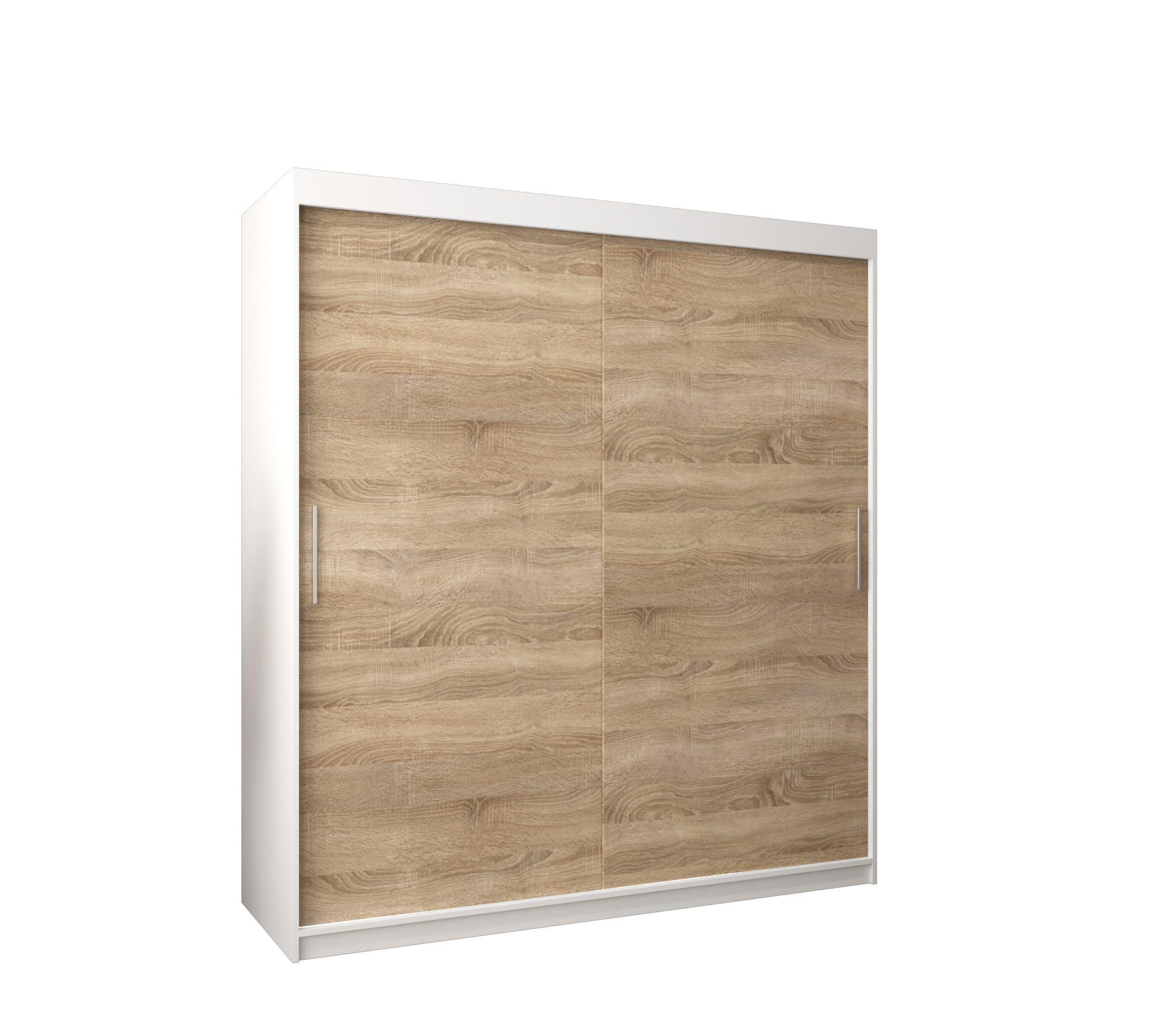 SCHWEBETÜRENSCHRANK 200/180/62 2-türig - Silberfarben/Weiß, Holz/Kunststoff (180/200/62cm) - Abiks Möbel