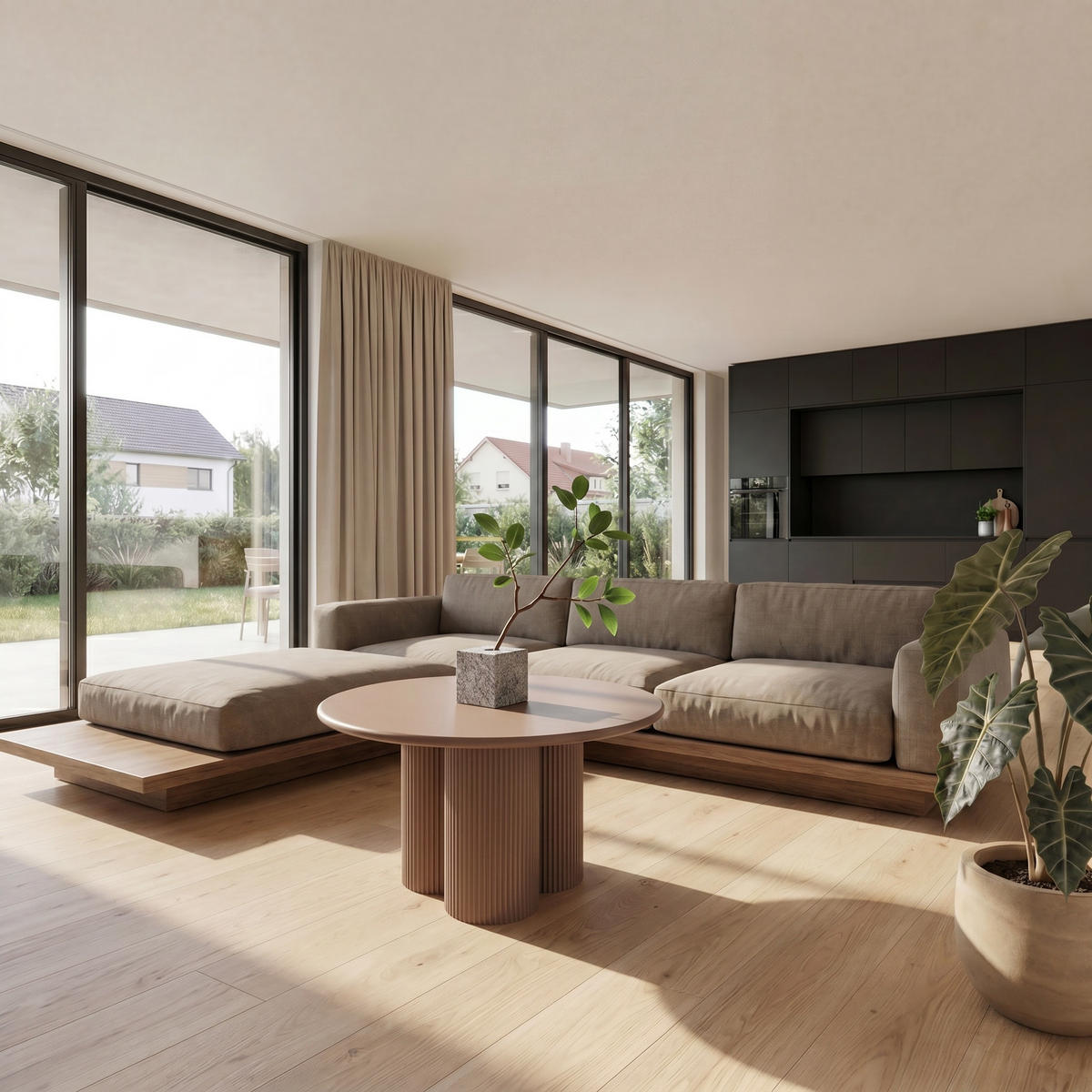 COUCHTISCH rund Mocha Mousse 80/80/45 cm - Hellbraun/Rotbraun, Holzwerkstoff (80/80/45cm) - Furnhouse