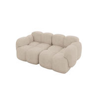 2-SITZER modulares Sofa Miko-S1 214x118x75 cm Beige Velours - Ecru/Schwarz, Holzwerkstoff/Kunststoff (214/75/118cm) - ALTDECOR