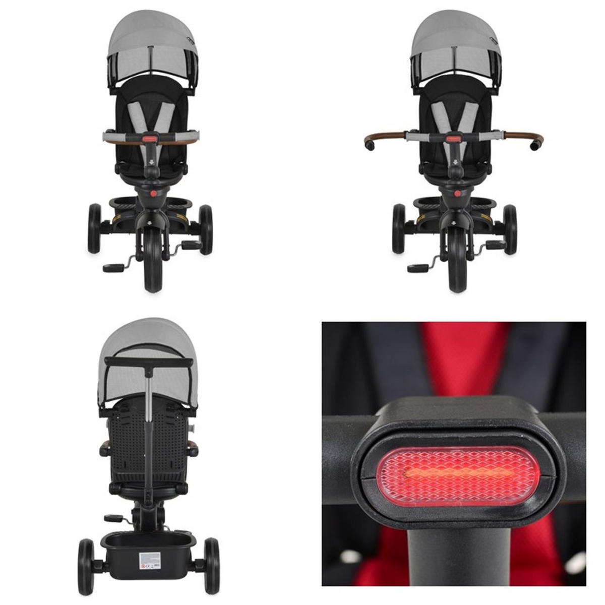 DREIRAD Jasper EVA-Reifen grau klappbar, Sitz drehbar, Hinterradbremse, Körbe - Grau, Metall (72/50/98cm)