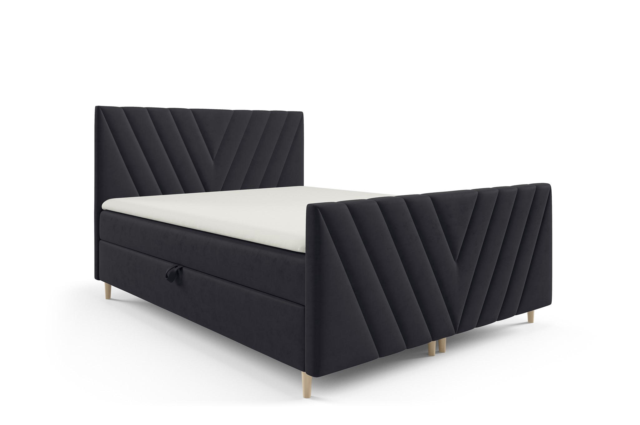 BOXBETT Carlito In überlänge - Schwarz, Holzwerkstoff/Textil (120/220cm) - Fun Möbel