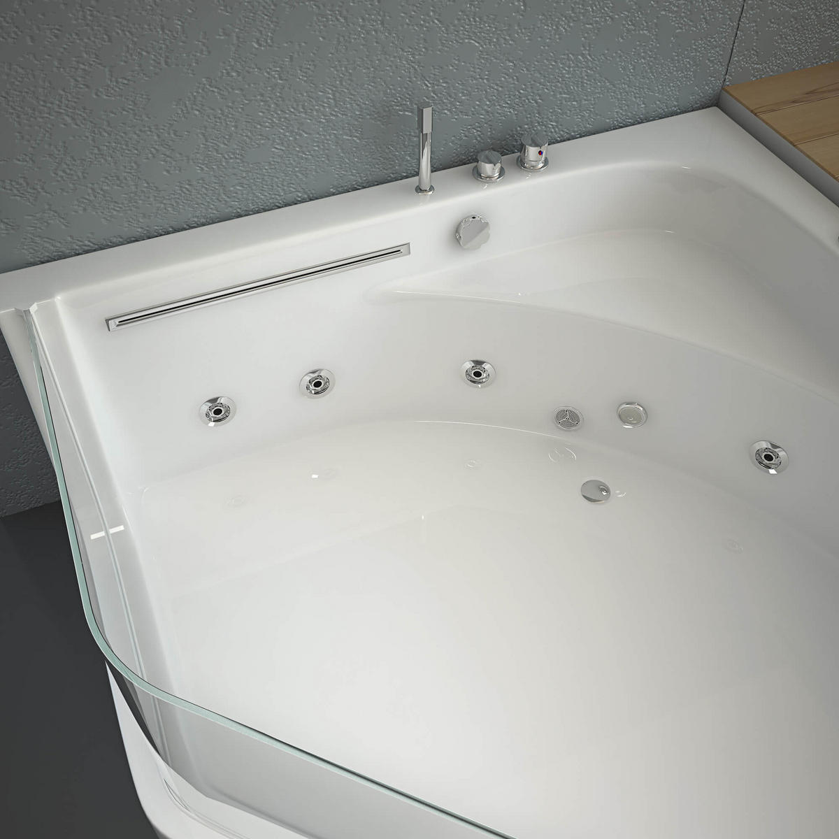 WHIRLPOOL PACIFICO - Weiß, Keramik (150/55/150cm) - Home Deluxe
