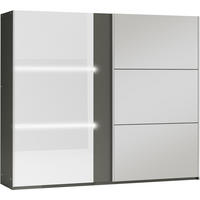 SCHWEBETÜRENSCHRANK Tessa mit 2 Türen und Spiegel, 250 cm, Graphit+Weiß - Graphitfarben/Weiß, Holzwerkstoff (250/215/65cm) - Beautysofa
