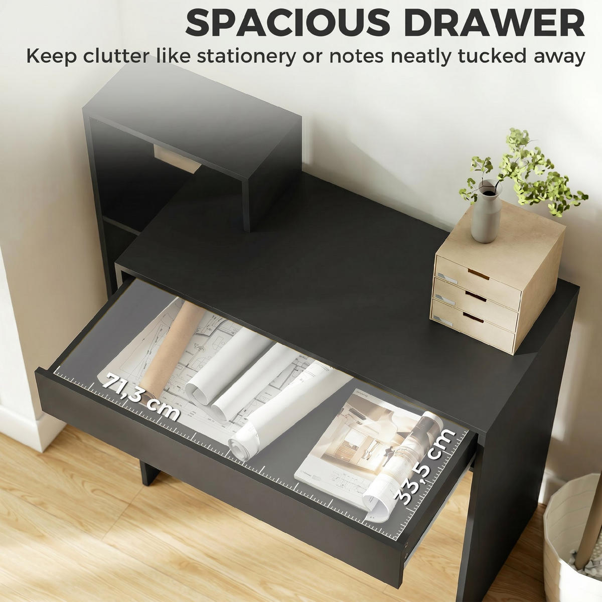 BÜROTISCH Schwarz 1 Stück - Schwarz, Holzwerkstoff (40/100/90cm) - GiPP