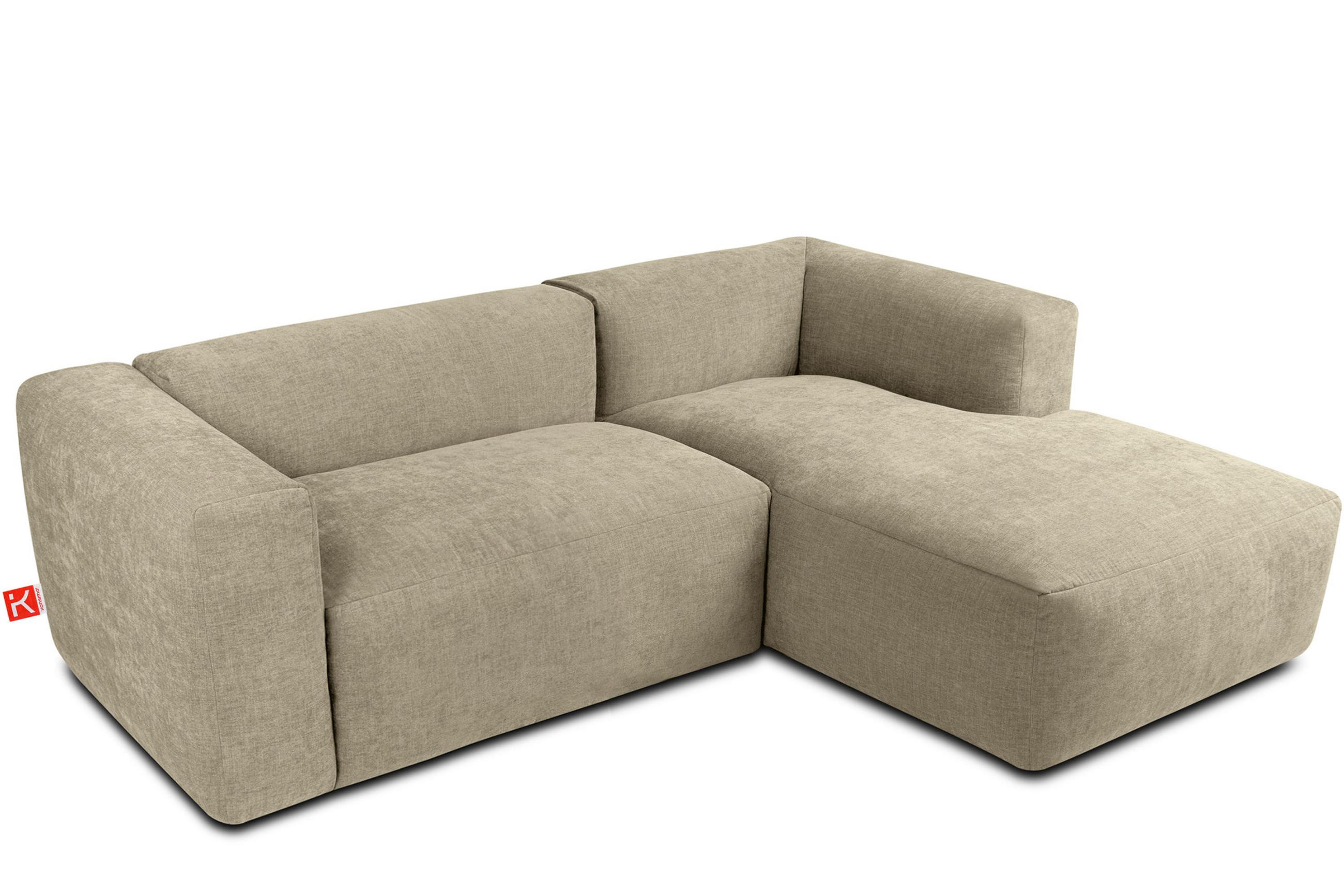 ECKMODULSOFA-RECHTS BUFFO 3/4 Sitzer mit extrem weicher Sitzfläche, Gewebestoff, sandfarben - Sandfarben, Textil (237/180cm) - KONSIMO®