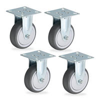 HJUL grå silver 4-pack fast 75 mm TPR - Multicolor, Plast/Metall (7.5/10/6.5cm) - Relaxdays