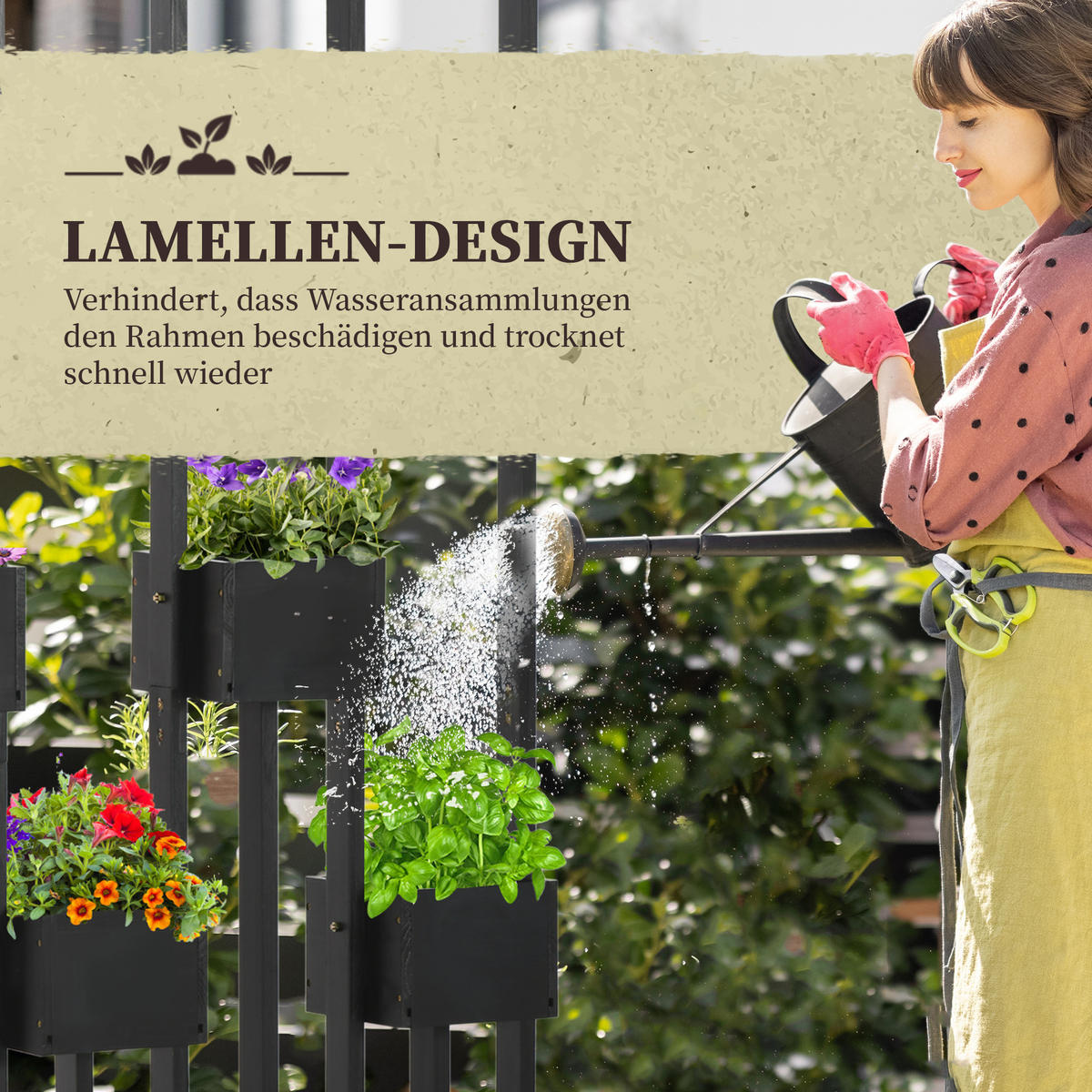 BLUMENKASTEN, Tannenholz, Schwarz - Schwarz, Holz (45/170/90cm) - Outsunny