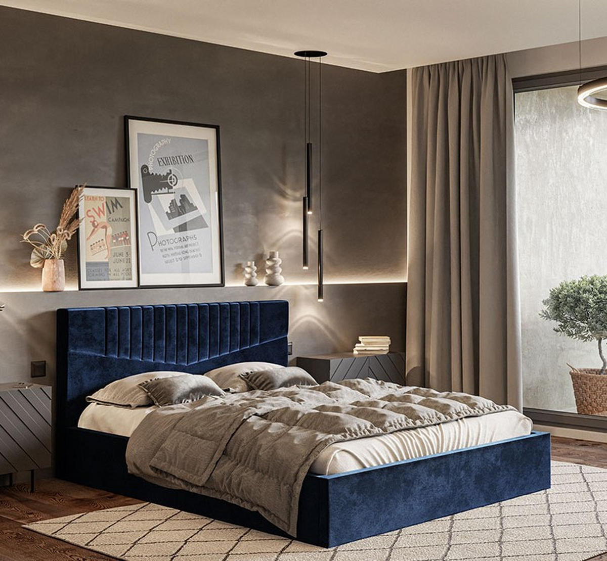 BETT Einzelbett Granat OLDO 7 Mit Bettkasten 120x200 cm - Dunkelblau, Textil (120/200cm) - Sepro Meble