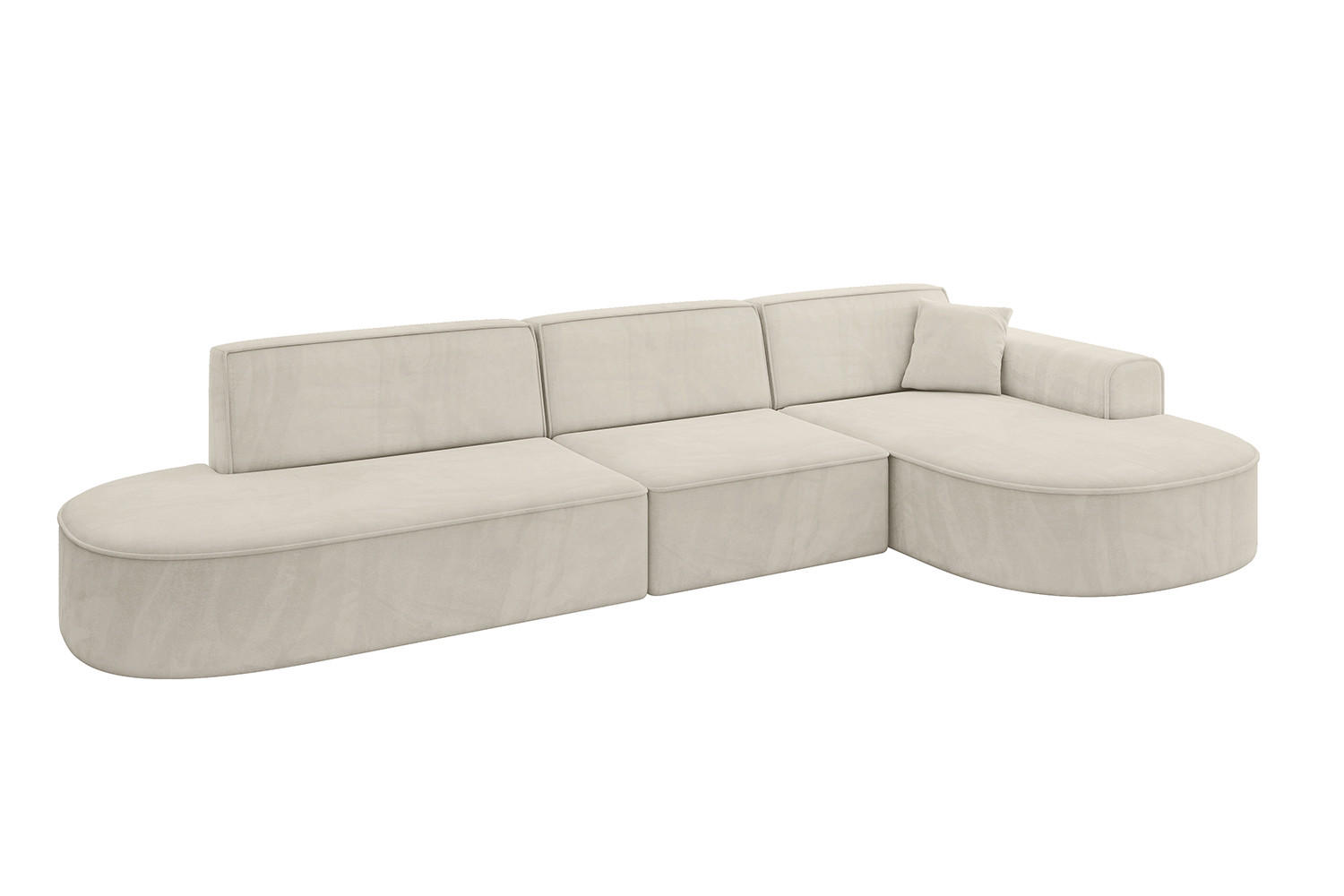 ALTDECOR ROHOVÁ SEDACÍ SOUPRAVA s otomanou vpravo MARI-L2 – 328x171x79 cm, ecru velur