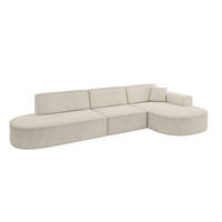 ECKSOFA Ottomane Rechts MARI-L2 - 328x171x79 cm Ecru Velours - Ecru/Schwarz, Holzwerkstoff/Kunststoff (171/328cm) - ALTDECOR