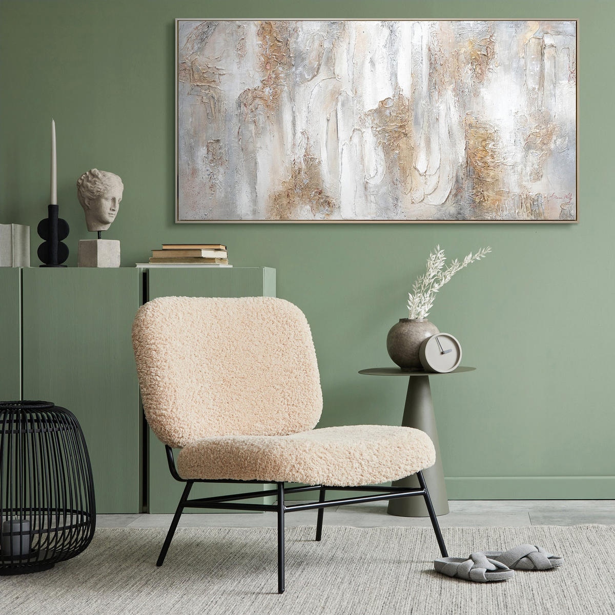 GEMÄLDE Philosophie Schattenfugenrahmen Beige 160x80 cm - Beige, Holz (160/80cm) - YS-art gallery