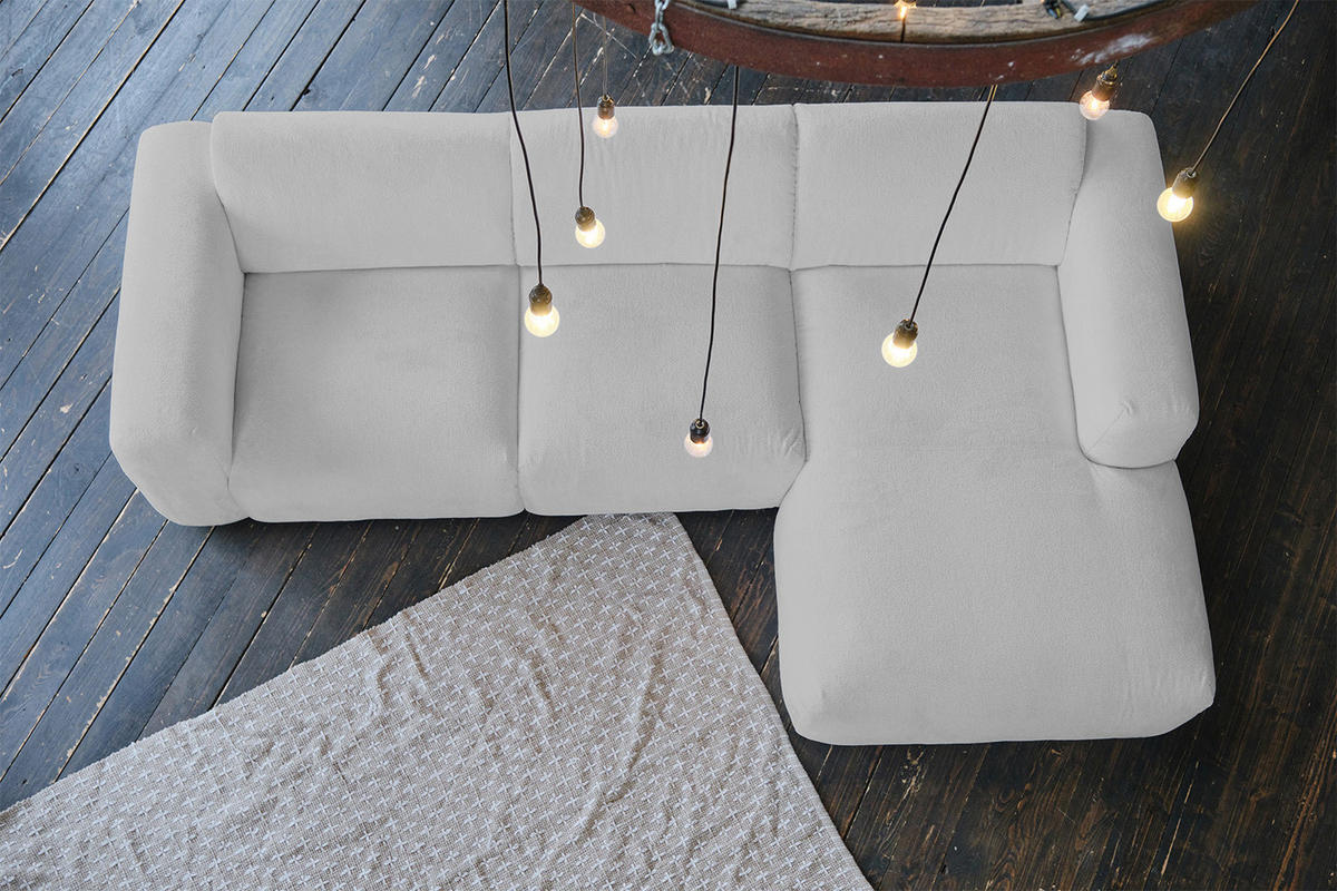 ECKSOFA VALAR Silber Webstoff - Silberfarben/Schwarz, Textil (280/165cm) - KAWOLA