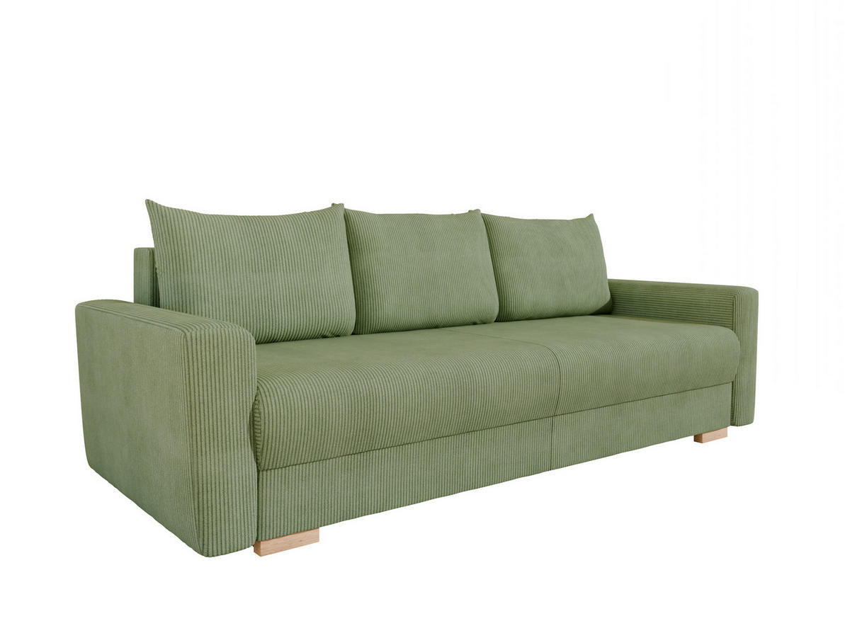 3-SITZER-SCHLAFSOFA ELMA mit Bettfunktion, grün - Grün, Holz (92.5/79/230cm) - Panda Möbel