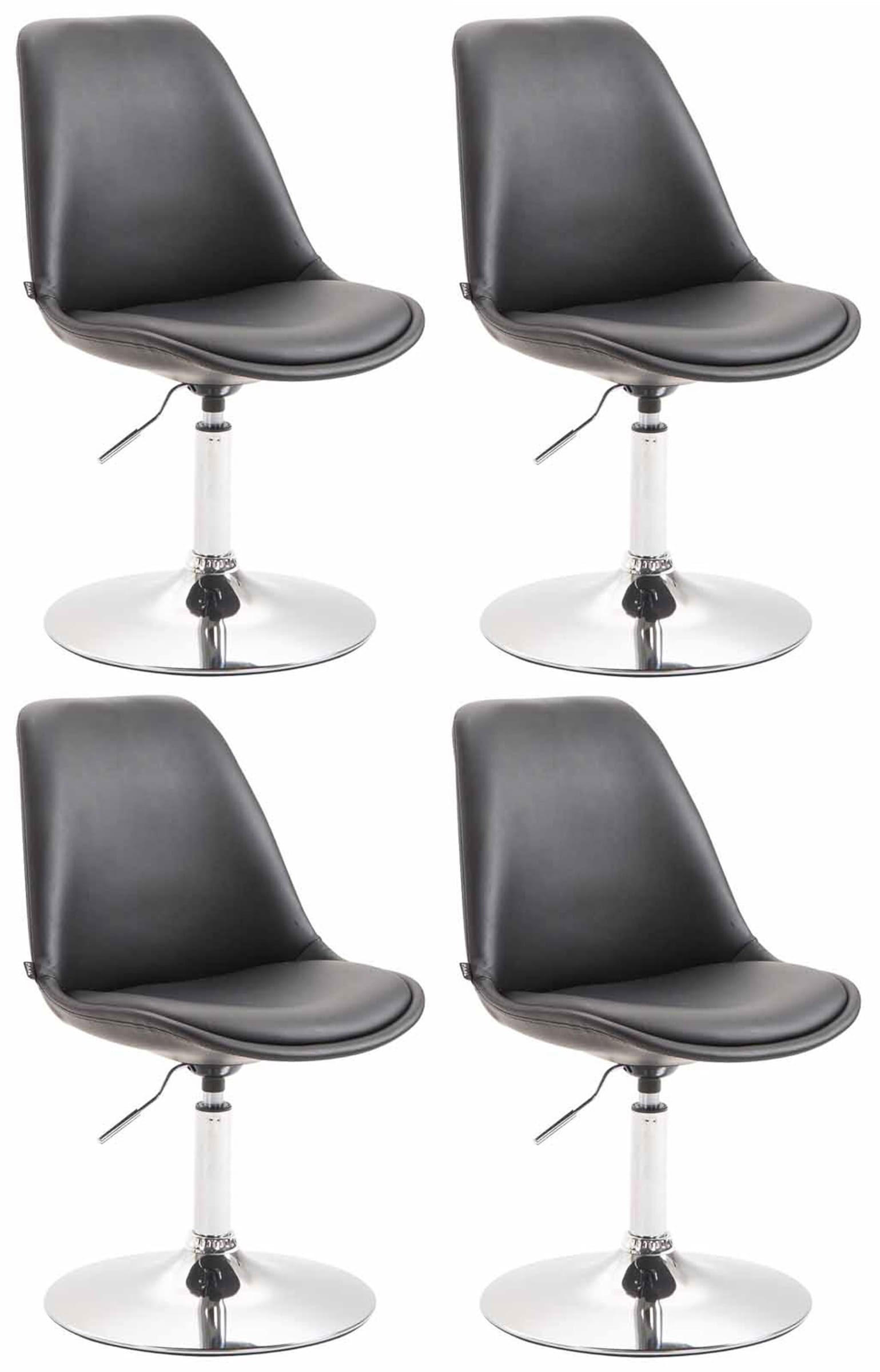 DREHSTUHL 4er Set Lederlook schwarz - Chromfarben/Schwarz, Textil/Metall (48/76/57cm) - CLP