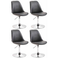 DREHSTUHL 4er Set Lederlook schwarz - Chromfarben/Schwarz, Textil/Metall (48/76/57cm) - CLP