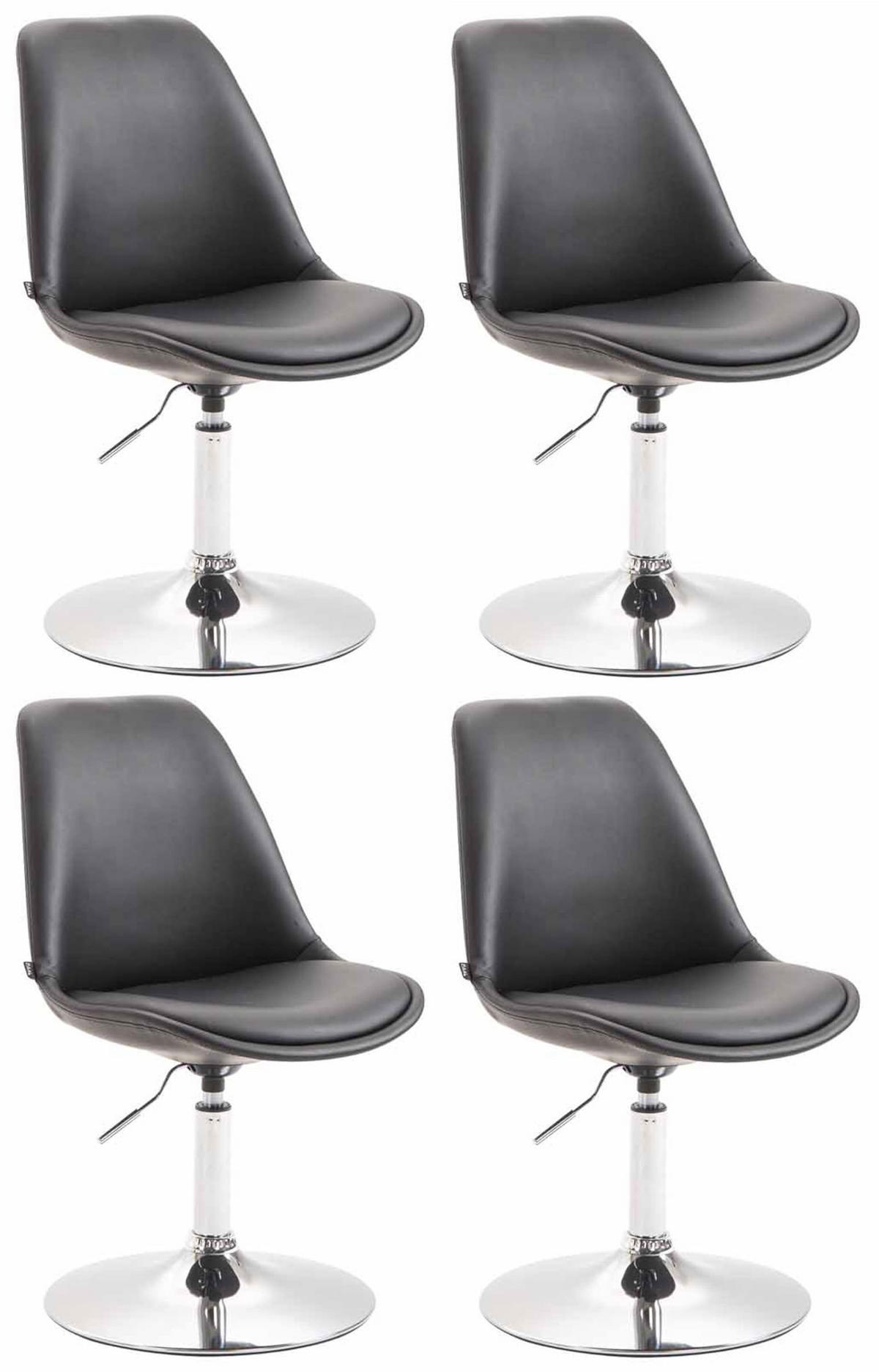DREHSTUHL 4er Set Lederlook schwarz - Chromfarben/Schwarz, Textil/Metall (48/76/57cm) - CLP