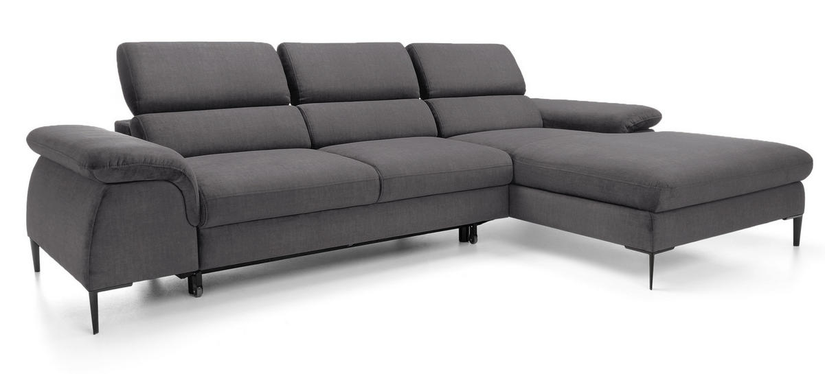 ECKSOFA L-Form 290 cm Amaro M mit Schlaffunktion, Rechts, Grau - Grau, Holz (182/288cm) - Emporius
