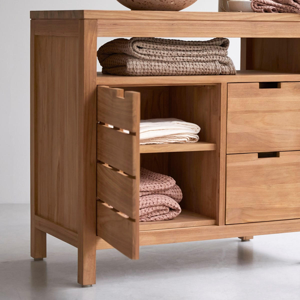WASCHTISCHUNTERSCHRANK Serena Natur aus Teak - Naturfarben, Holz (80/78/45cm) - Tikamoon