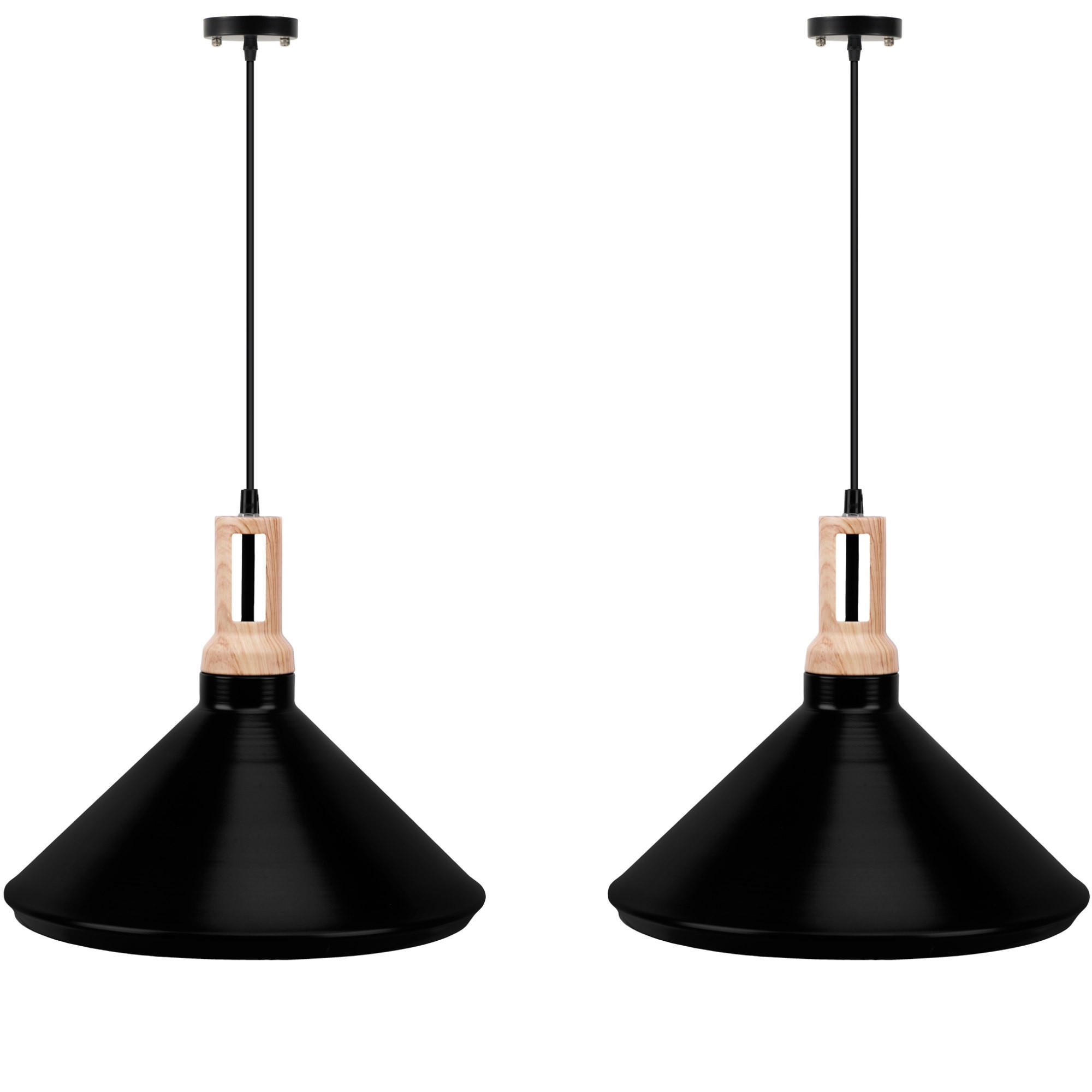 PENDELLEUCHTE TRIAN 2-er Set, Schwarz - Schwarz, Metall (35/35/28cm) - KONSIMO®