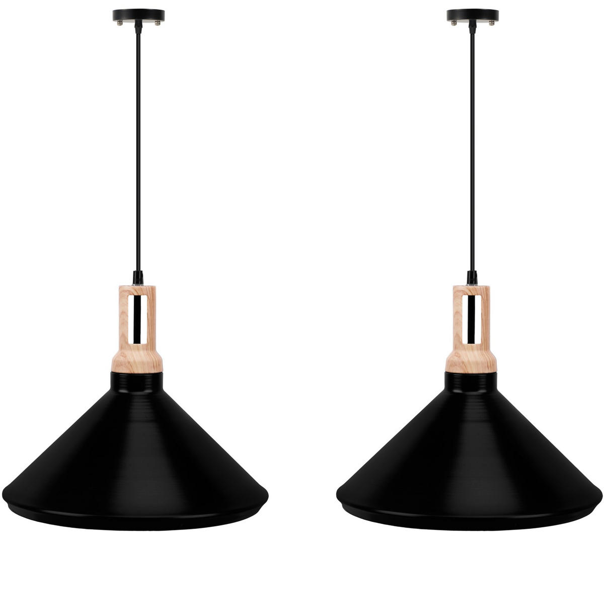 PENDELLEUCHTE TRIAN 2-er Set, Schwarz - Schwarz, Metall (35/35/28cm) - KONSIMO®