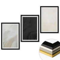 WANDBILDER 3er-Set - 40x60 cm Schwarzer Rahmen - Strukturen schattieren Minimalismus - Schwarz, Kunststoff (40/60cm) - ArtPrintCave