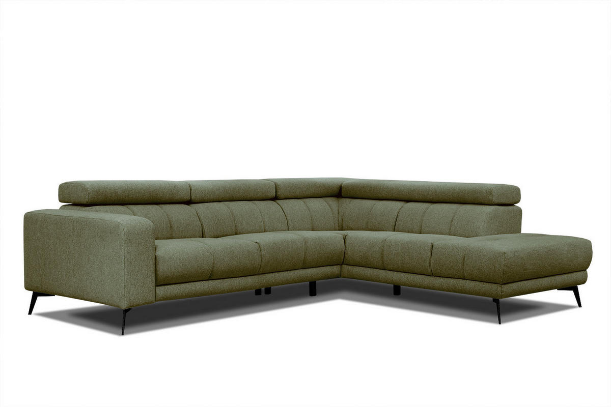 ECKSOFA MORELLO 5-Sitzer, olivgrün - Schwarz/Olivgrün, Holzwerkstoff/Textil (287/228cm) - Courtois Laville