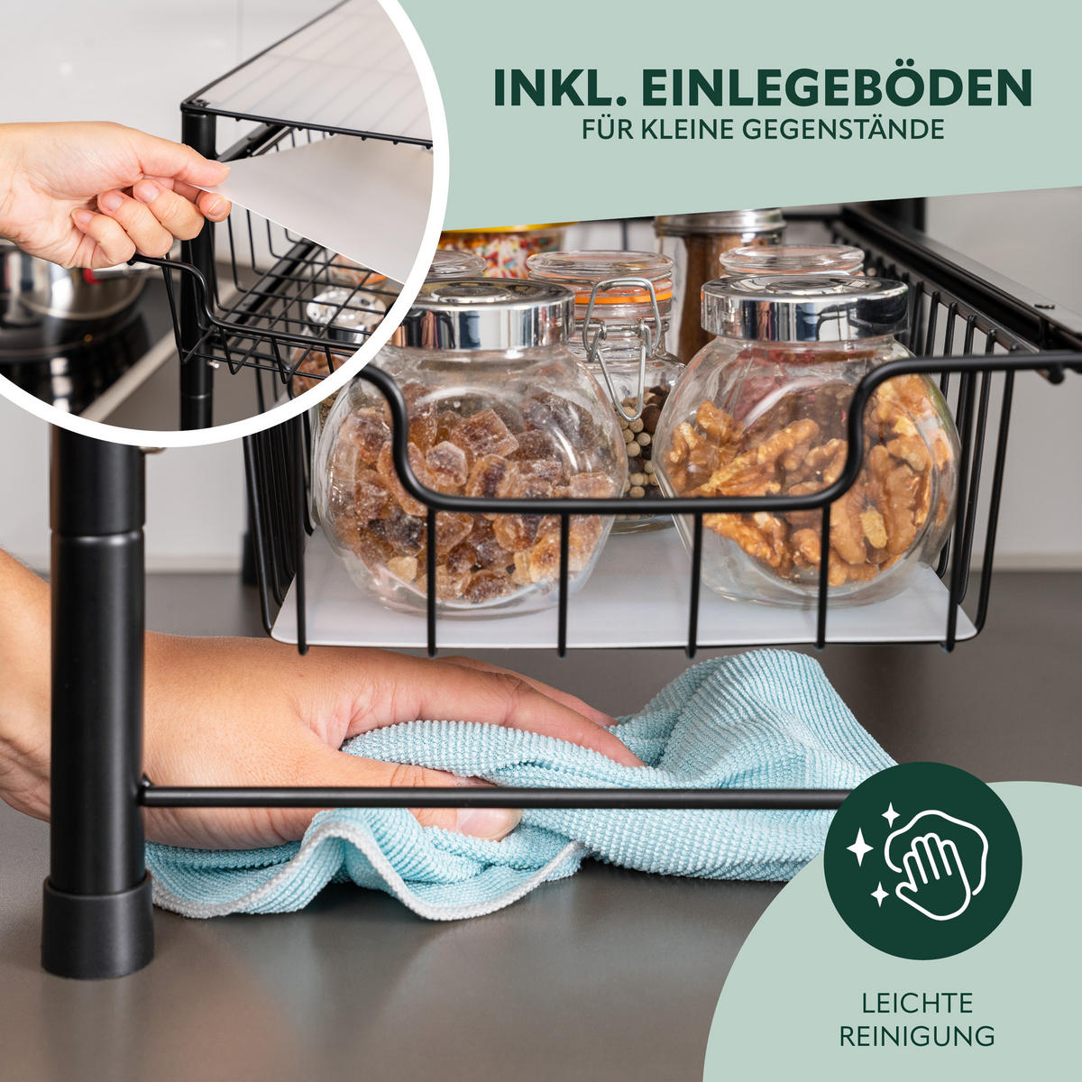 SCHUBLADENREGAL, schwarz, Metall, Kunststoff - Schwarz, Metall (27.5/31/42.5cm) - bremermann