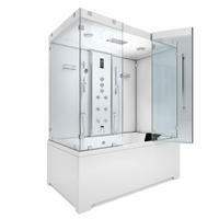 BADEWANNE Dusche K80-WS-TH-C-SC-EA Duschtempel - Weiß, Glas/Kunststoff (180/100/228cm) - AcquaVapore by Sandra Jentho