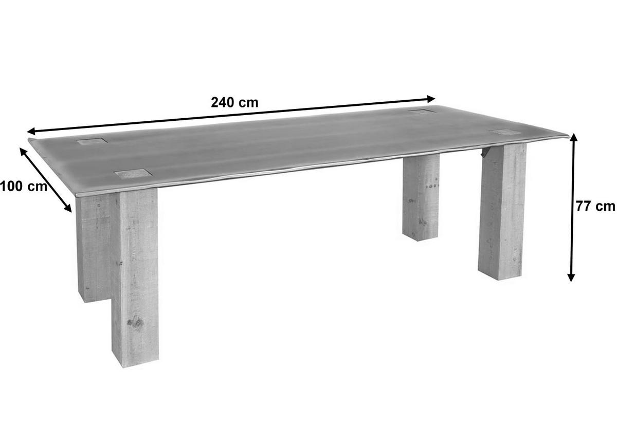 ESSTISCH Braun, Metall - Silberfarben/Braun, Holz (100/240/77cm) - MCW