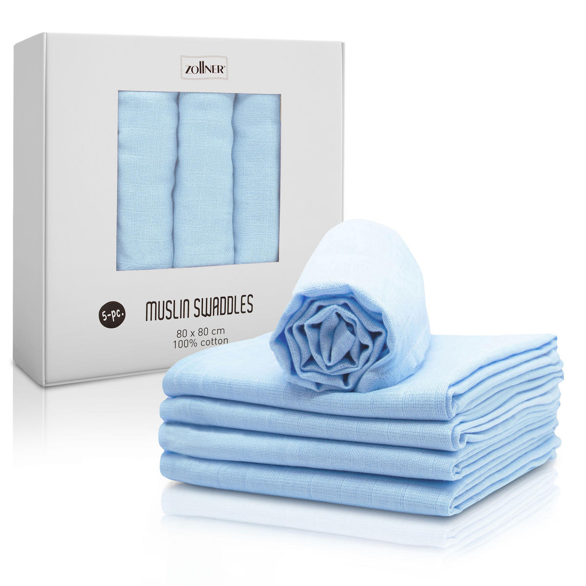 SPUCKTÜCHER, 5er-Set, 80x80 cm, 100% Baumwolle, Blau - Hellblau, Textil (80/80cm) - Zollner