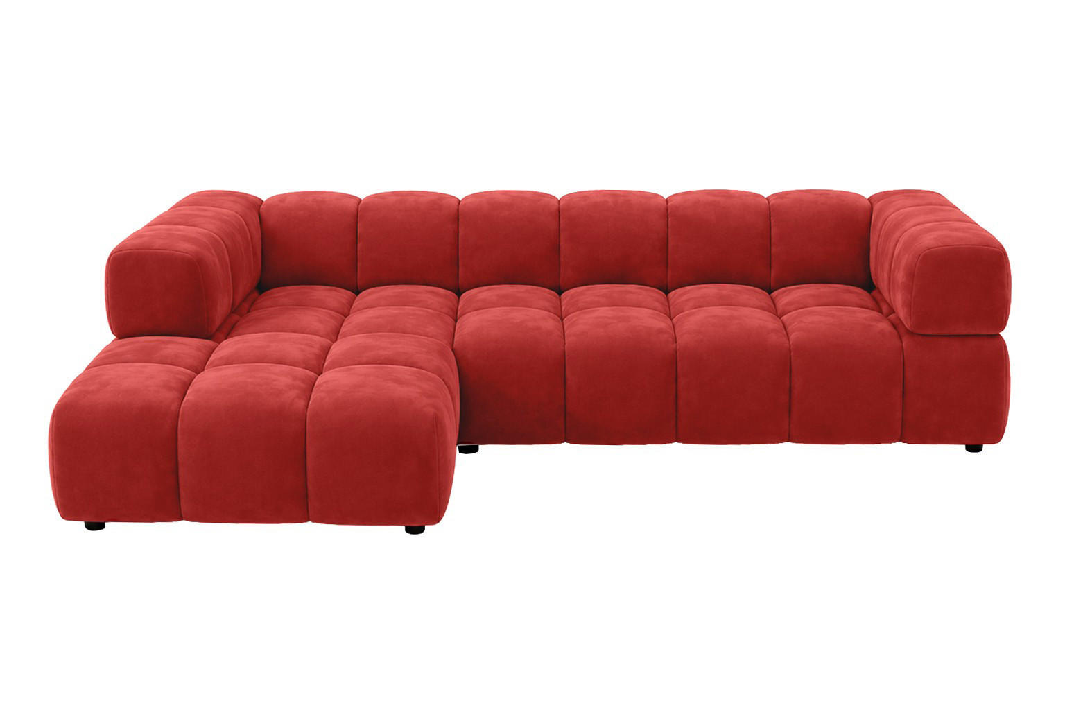 ECKSOFA L-Form, Veloursstoff Bluvel, Rotwein, Links, Averro XL - Weinrot, Holz (320/150cm) - Kaiser Möbel