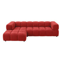 ECKSOFA L-Form, Veloursstoff Bluvel, Rotwein, Links, Averro XL - Weinrot, Holz (320/150cm) - Kaiser Möbel