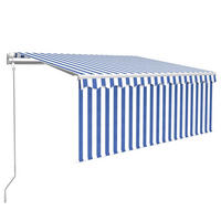 MARKISE Automatisch Einziehbar mit Volant 3,5x2,5 m Blau - Blau, Metall (250/1/350cm) - furnicato