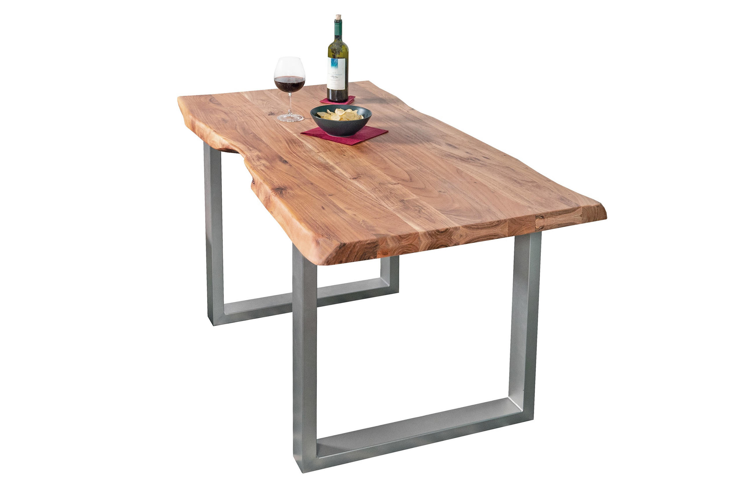 ESSTISCH CALI - Beige/Silberfarben, Holz/Metall (80/140/77cm) - SAM
