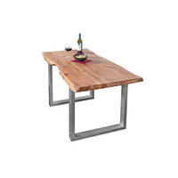 ESSTISCH CALI - Beige/Silberfarben, Holz/Metall (80/120/77cm) - SAM
