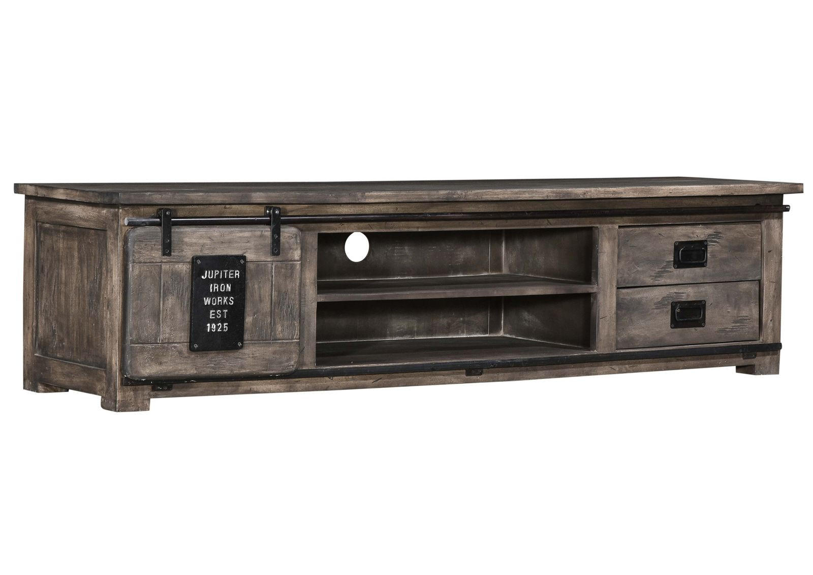 TV-BOARD Mango 200x55x50 grau lackiert RAILWAY #236 - Grau, Holz (200/50/55cm) - Massivmoebel24